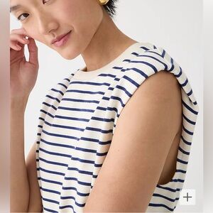 J. Crew Structured Muscle T-shirt in Stripe Mariner Cotton Size Small NWT
